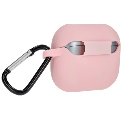 Silikonowe etui z karabińczykiem Bizon Case Headphone Silicone do Samsung Galaxy Buds 3 / 3 Pro jasnoróżowe