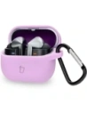 Silikonové pouzdro s karabinou Bizon Case Headphone Silicone pro Samsung Galaxy Buds 3 / 3 Pro světle fialové