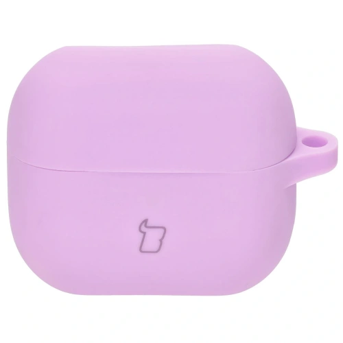 Silikonowe etui z karabińczykiem Bizon Case Headphone Silicone do Samsung Galaxy Buds 3 / 3 Pro jasnofioletowe