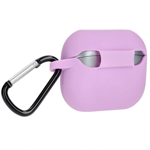 Silikonowe etui z karabińczykiem Bizon Case Headphone Silicone do Samsung Galaxy Buds 3 / 3 Pro jasnofioletowe