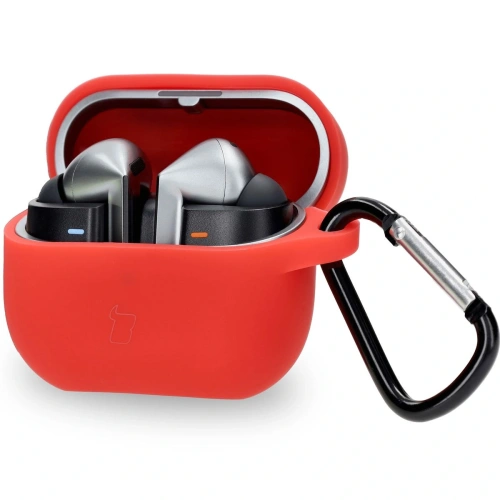 Silikonowe etui z karabińczykiem Bizon Case Headphone Silicone do Samsung Galaxy Buds 3 / 3 Pro czerwone