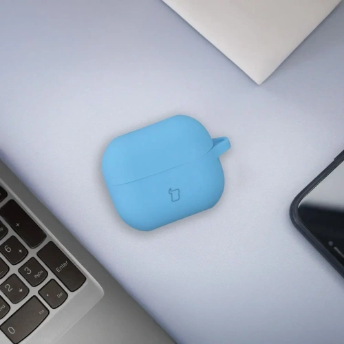 Silikonowe etui z karabińczykiem Bizon Case Headphone Silicone do Samsung Galaxy Buds 3 / 3 Pro niebieskie