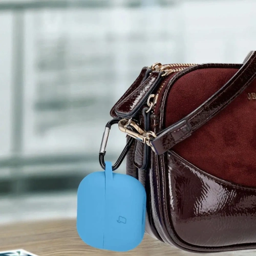 Silikonowe etui z karabińczykiem Bizon Case Headphone Silicone do Samsung Galaxy Buds 3 / 3 Pro niebieskie