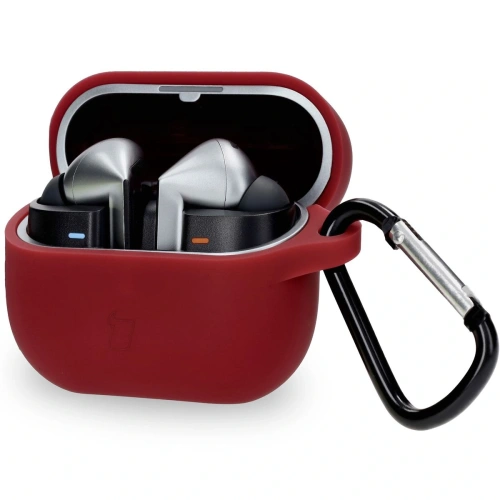 Silikonowe etui z karabińczykiem Bizon Case Headphone Silicone do Samsung Galaxy Buds 3 / 3 Pro burgundowe