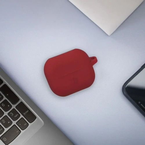 Silikonowe etui z karabińczykiem Bizon Case Headphone Silicone do Samsung Galaxy Buds 3 / 3 Pro burgundowe