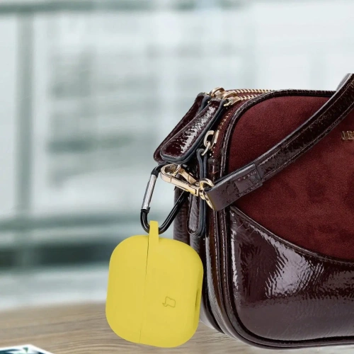 Silikonowe etui z karabińczykiem Bizon Case Headphone Silicone do Samsung Galaxy Buds 3 / 3 Pro żółte