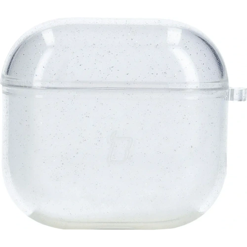 Elastyczne etui z karabińczykiem Bizon Case Headphone Clear do Apple AirPods 4 przezroczysto-brokatowe