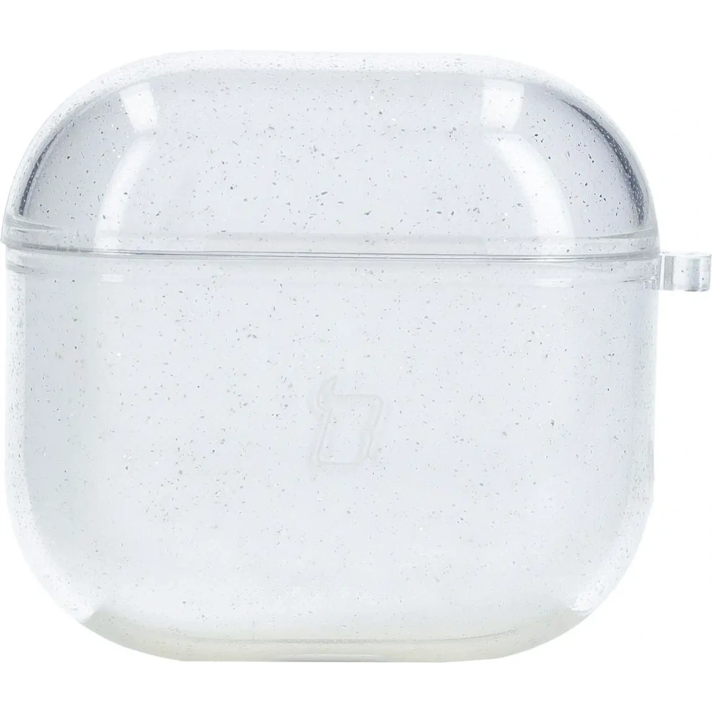 Hurtownia GSM - Elastyczne etui z karabińczykiem Bizon Case Headphone Clear do Apple AirPods 4 przezroczysto-brokatowe - BIZ8024 - {ean13} - Hurt
