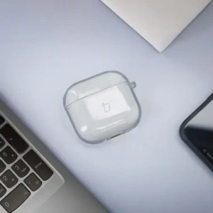 Hurtownia GSM - Elastický obal s karabinou Bizon Case Headphone Clear pro Apple AirPods 4 průhledný s třpytkami - BIZ8024 - {ean13} - Hurt