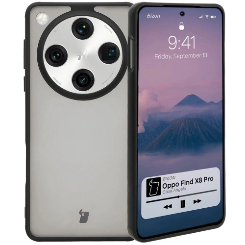 Etui Bizon Case Angelo do Oppo Find X8 Pro przydymione z czarną ramką