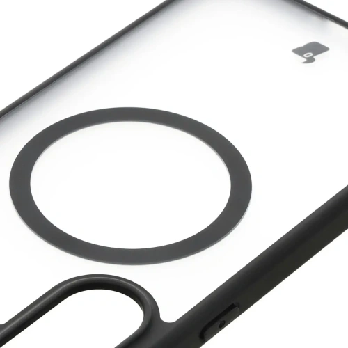 Etui z pierścieniem magnetycznym Bizon Case MatteO do Samsung Galaxy A36 5G półprzezroczyste z czarną ramką