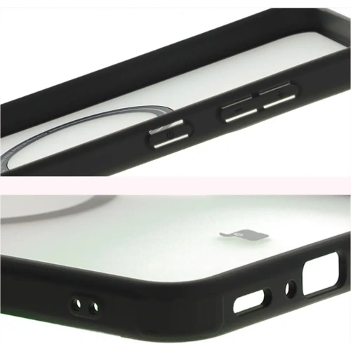 Etui z pierścieniem magnetycznym Bizon Case MatteO do Samsung Galaxy A36 5G półprzezroczyste z czarną ramką