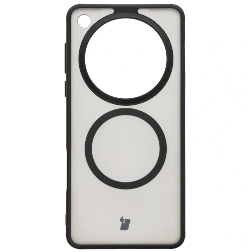 Etui z pierścieniem magnetycznym Bizon Case MatteO do Oppo Find X8 Pro półprzezroczyste z czarną ramką