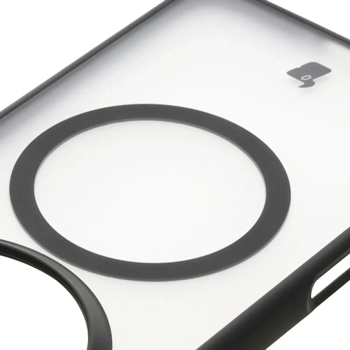 Etui z pierścieniem magnetycznym Bizon Case MatteO do Oppo Find X8 Pro półprzezroczyste z czarną ramką