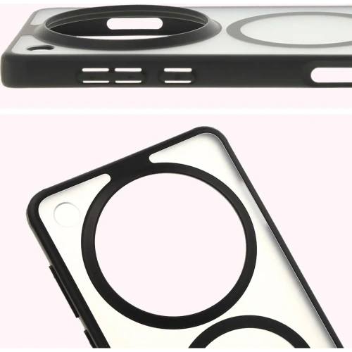 Etui z pierścieniem magnetycznym Bizon Case MatteO do Oppo Find X8 Pro półprzezroczyste z czarną ramką