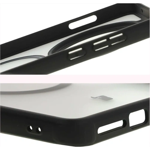 Etui z pierścieniem magnetycznym Bizon Case MatteO do Oppo Find X8 Pro półprzezroczyste z czarną ramką