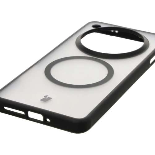 Etui z pierścieniem magnetycznym Bizon Case MatteO do Oppo Find X8 Pro półprzezroczyste z czarną ramką