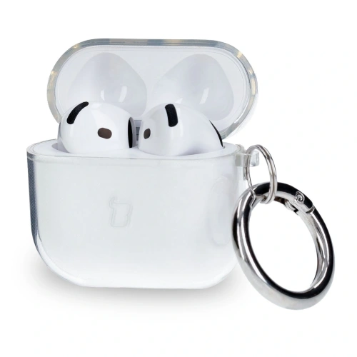 Elastyczne etui z karabińczykiem Bizon Case Headphone Clear do Apple AirPods 4 przezroczyste