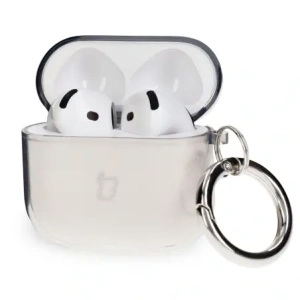 Hurtownia GSM - Elastické pouzdro s karabinou Bizon Case Headphone Clear pro Apple AirPods 4 průhledně-černé - BIZ8029 - {ean13} - Hurt