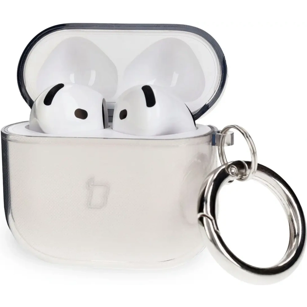 Hurtownia GSM - Elastické pouzdro s karabinou Bizon Case Headphone Clear pro Apple AirPods 4 průhledně-černé - BIZ8029 - {ean13} - Hurt