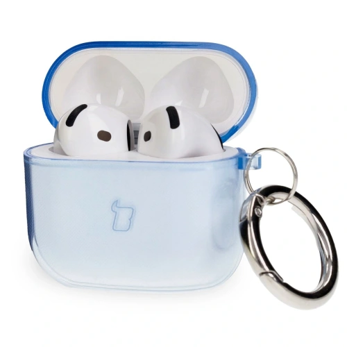 Elastyczne etui z karabińczykiem Bizon Case Headphone Clear do Apple AirPods 4 przezroczysto-niebieskie