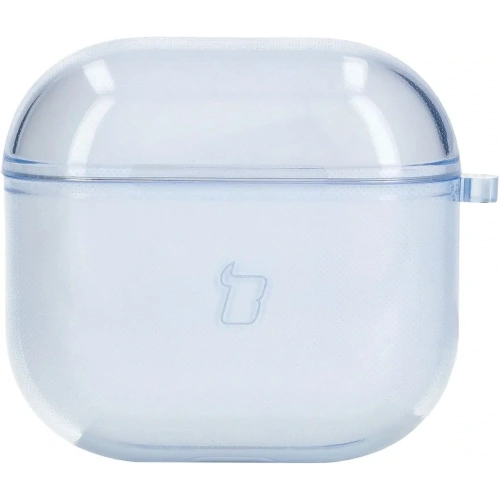 Elastyczne etui z karabińczykiem Bizon Case Headphone Clear do Apple AirPods 4 przezroczysto-niebieskie