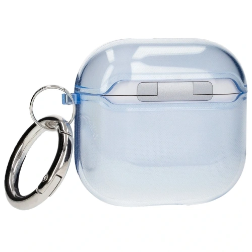 Elastyczne etui z karabińczykiem Bizon Case Headphone Clear do Apple AirPods 4 przezroczysto-niebieskie