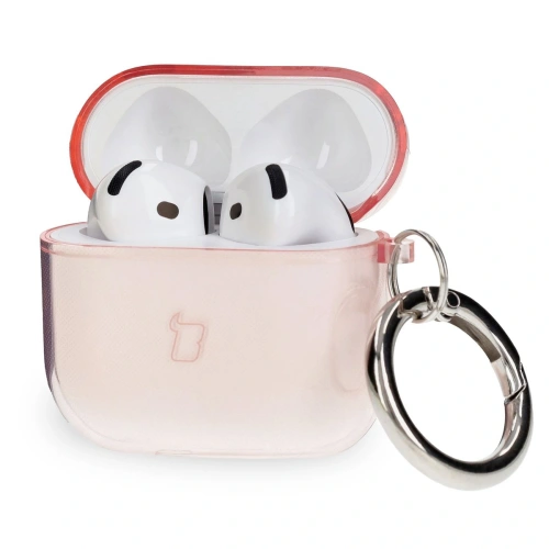 Elastyczne etui z karabińczykiem Bizon Case Headphone Clear do Apple AirPods 4 przezroczysto-różowe