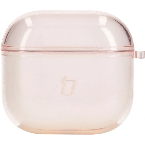 Elastyczne etui z karabińczykiem Bizon Case Headphone Clear do Apple AirPods 4 przezroczysto-różowe