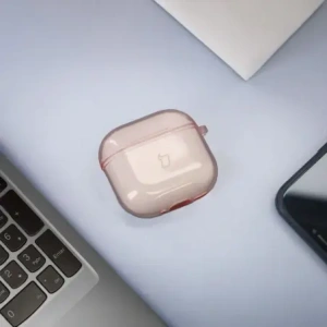 Hurtownia GSM - Elastický obal s karabinou Bizon Case Headphone Clear pro Apple AirPods 4 průhledně-růžový - BIZ8031 - {ean13} - Hurt