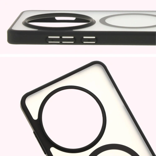 Etui z pierścieniem magnetycznym Bizon Case MatteO do OnePlus 13 półprzezroczyste z czarną ramką