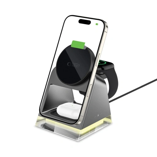 Ładowarka bezprzewodowa Tech-Protect QI15W-A43 3in1 Magnetic MagSafe Wireless Charger Black