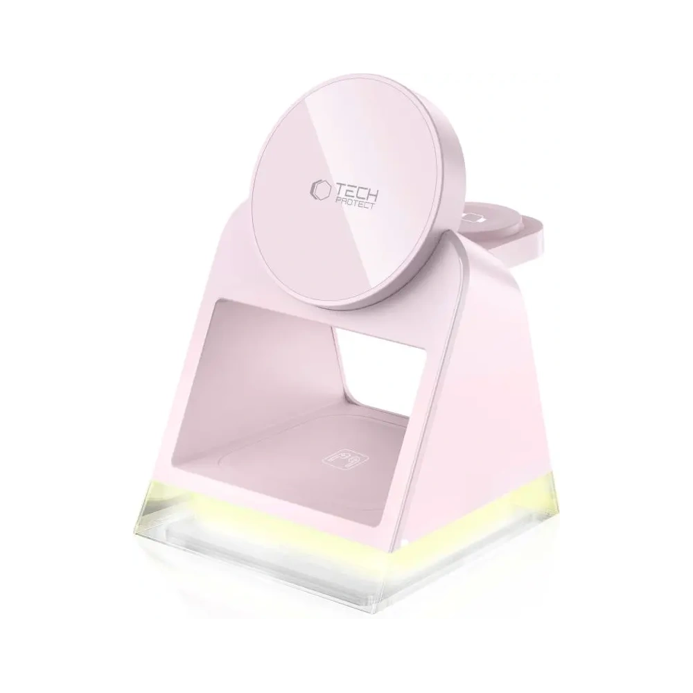 Hurtownia GSM - Bezdrátová nabíječka Tech-Protect QI15W-A43 3v1 Magnetic MagSafe Wireless Charger Baby Pink - THP3698 - {ean13} - Hurt