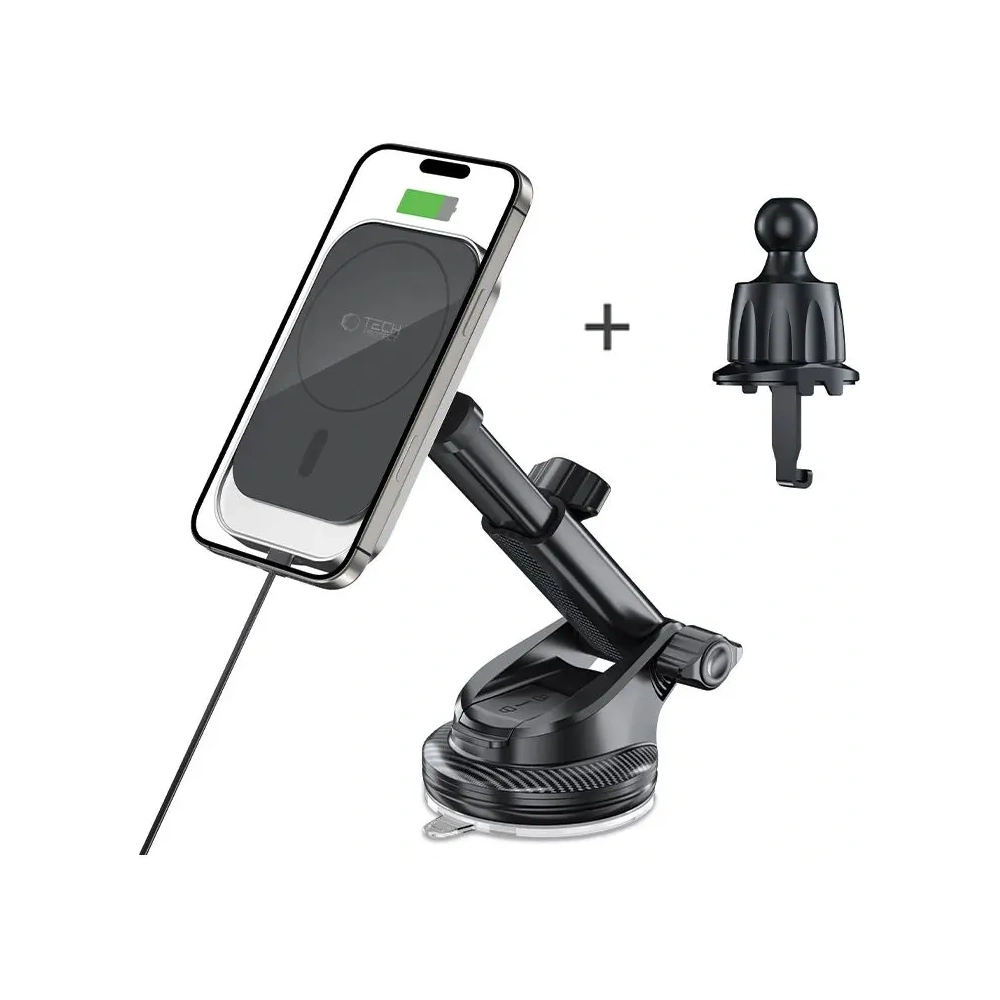 Wholesale Tech-Protect MM15W-V9 Magnetic MagSafe Dashboard & Vent Car Mount Wireless Charger 15W Black - THP3699 - {ean13} - Hurt