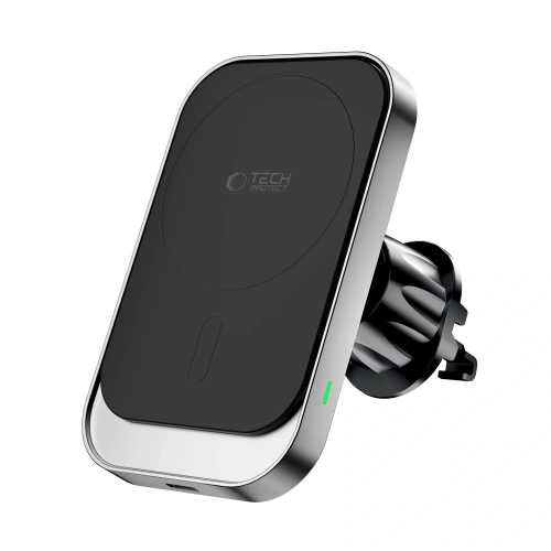 Uchwyt samochodowy na kokpit / do kratki z ładowarką bezprzewodową Tech-Protect MM15W-V9 Magnetic MagSafe Dashboard & Vent Car Mount Wireless Charger 15W Black