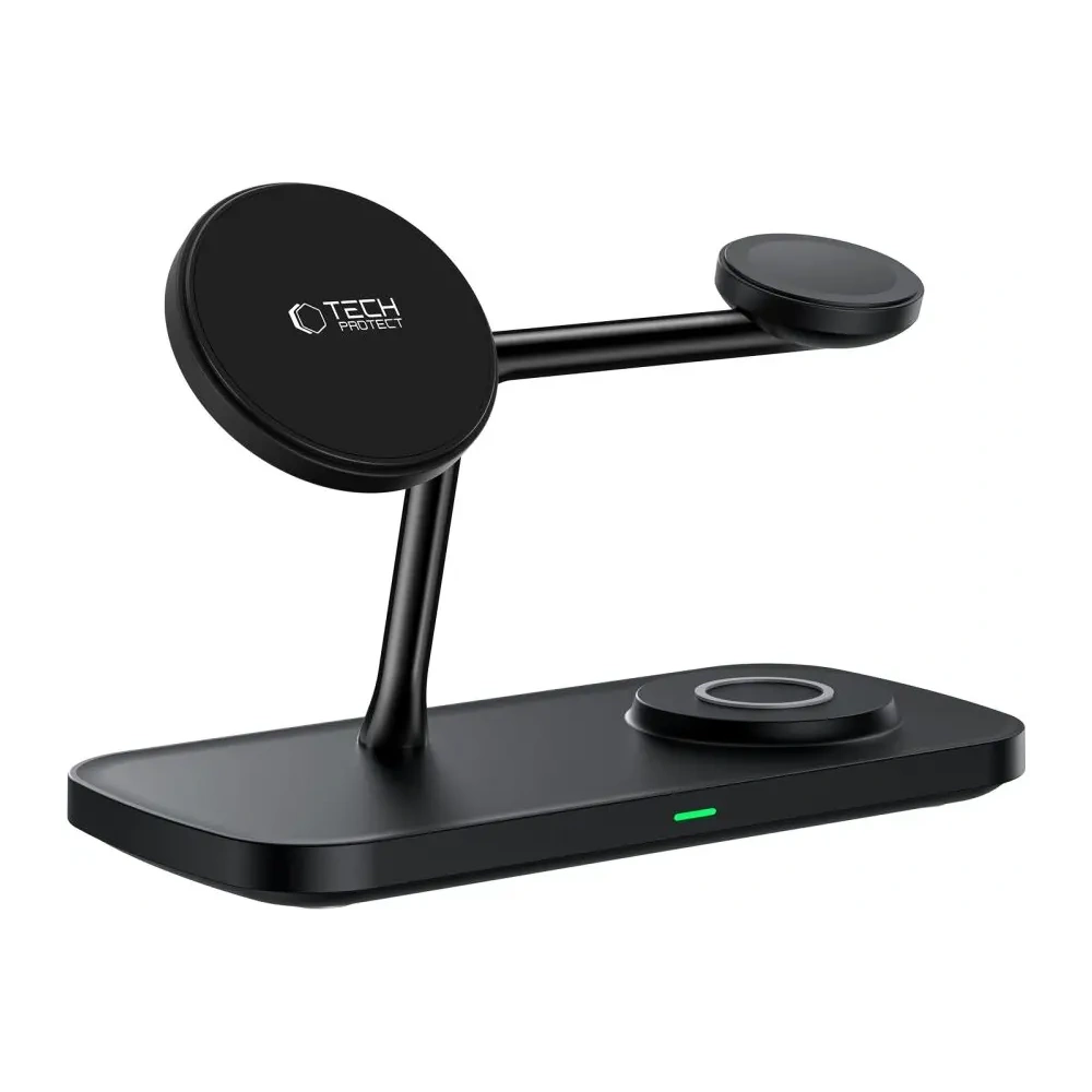 Hurtownia GSM - Bezdrátová nabíječka Tech-Protect QI15W-A45 3v1 Magnetic MagSafe Wireless Charger Black - THP3732 - {ean13} - Hurt