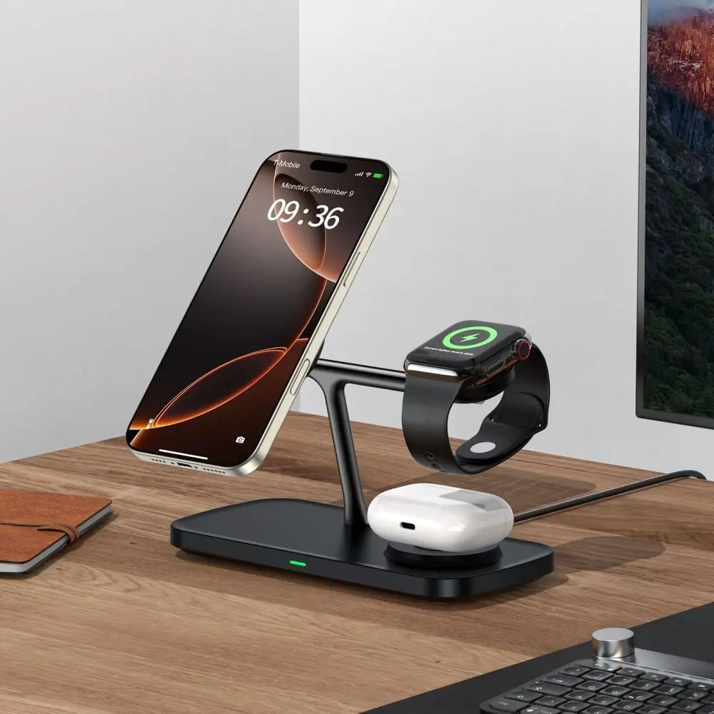 Hurtownia GSM - Tech-Protect QI15W-A45 3in1 Magnetic MagSafe Wireless Charger Schwarz - THP3732 - {ean13} - Hurt