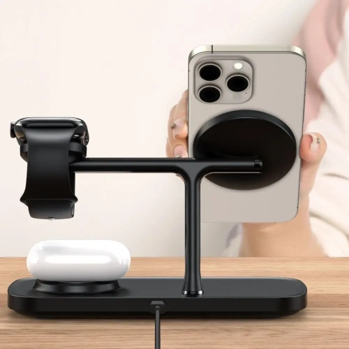 Ładowarka bezprzewodowa Tech-Protect QI15W-A45 3in1 Magnetic MagSafe Wireless Charger Black