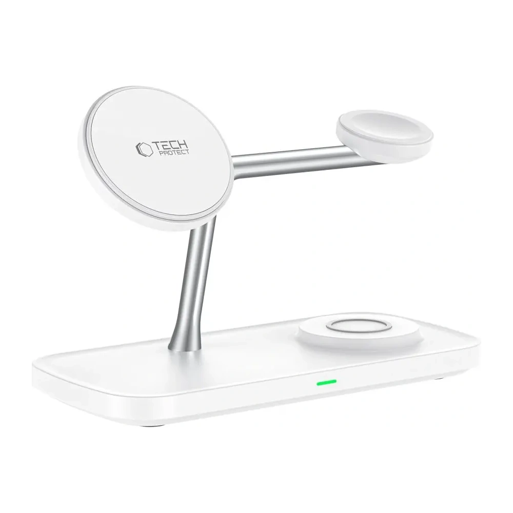 Hurtownia GSM - Tech-Protect QI15W-A45 3in1 Magnetic MagSafe Vezeték nélküli Töltő Fehér - THP3733 - {ean13} - Hurt