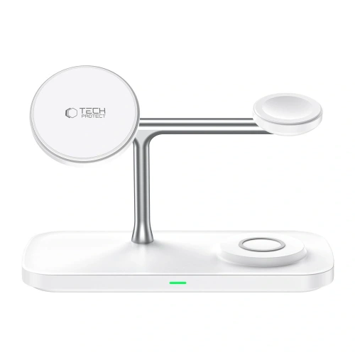 Ładowarka bezprzewodowa Tech-Protect QI15W-A45 3in1 Magnetic MagSafe Wireless Charger White