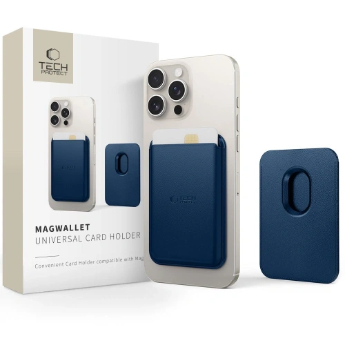 Magnetyczne etui na karty Tech-Protect MagWallet MagSafe Universal Magnetic Card Holder Navy Blue