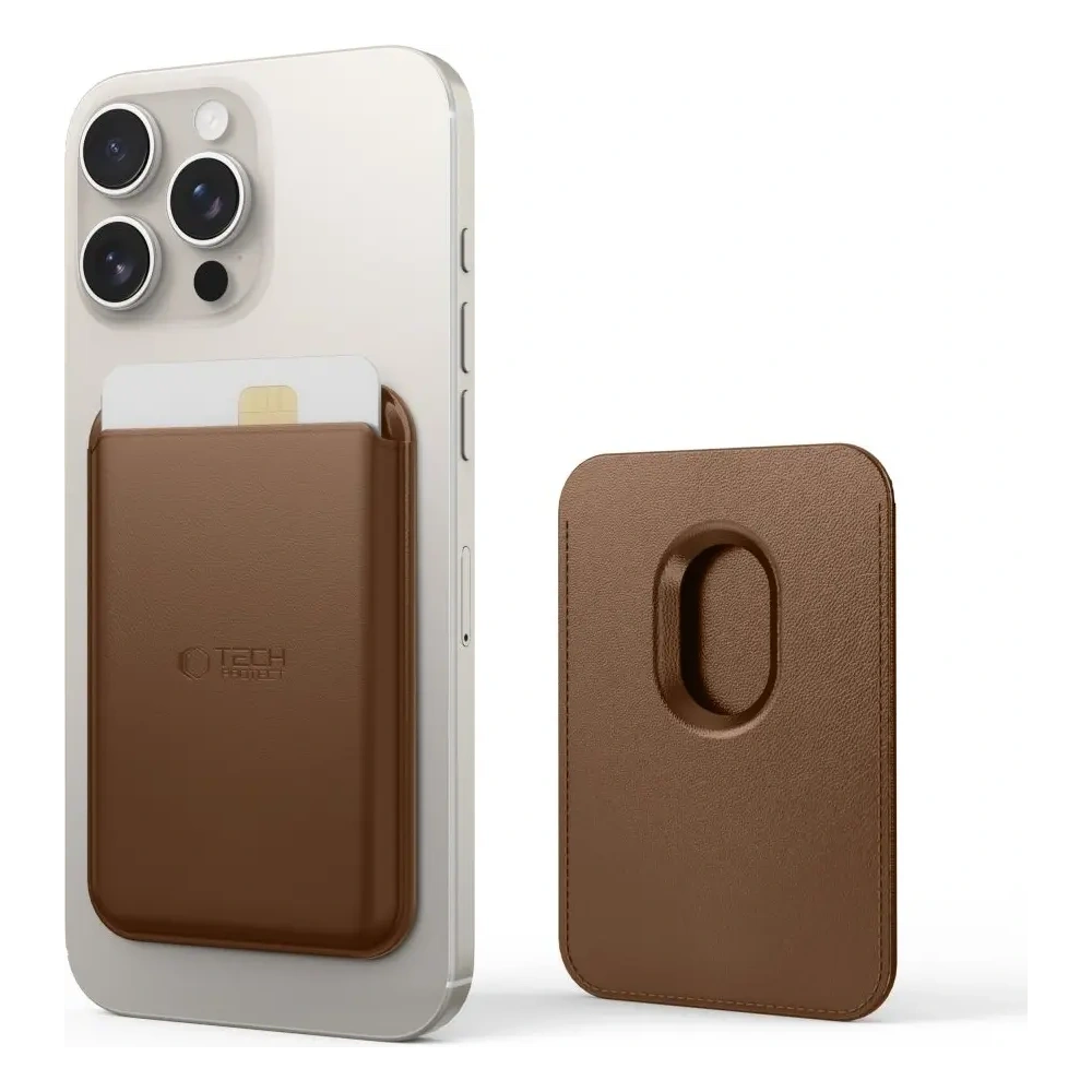 Hurtownia GSM - Magnetické pouzdro na karty Tech-Protect MagWallet MagSafe Universal Magnetic Držák karet Hnědý - THP3736 - {ean13} - Hurt