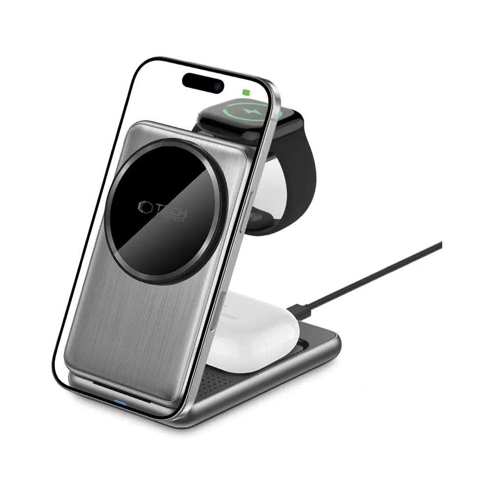 Hurtownia GSM - Tech-Protect QI15W-A42 3in1 Magnetic MagSafe Wireless Charger Space Grau - THP3737 - {ean13} - Hurt