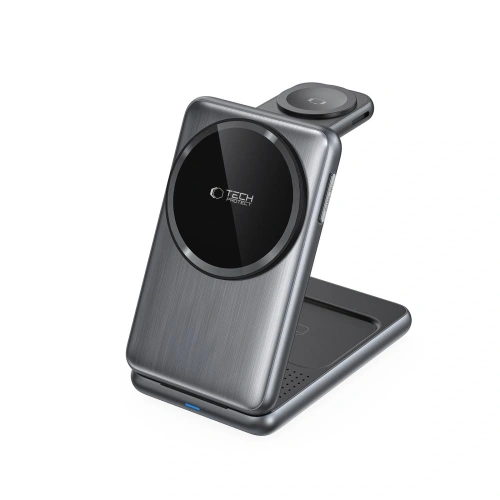 Ładowarka bezprzewodowa Tech-Protect QI15W-A42 3in1 Magnetic MagSafe Wireless Charger Space Grey