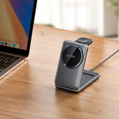 Ładowarka bezprzewodowa Tech-Protect QI15W-A42 3in1 Magnetic MagSafe Wireless Charger Space Grey