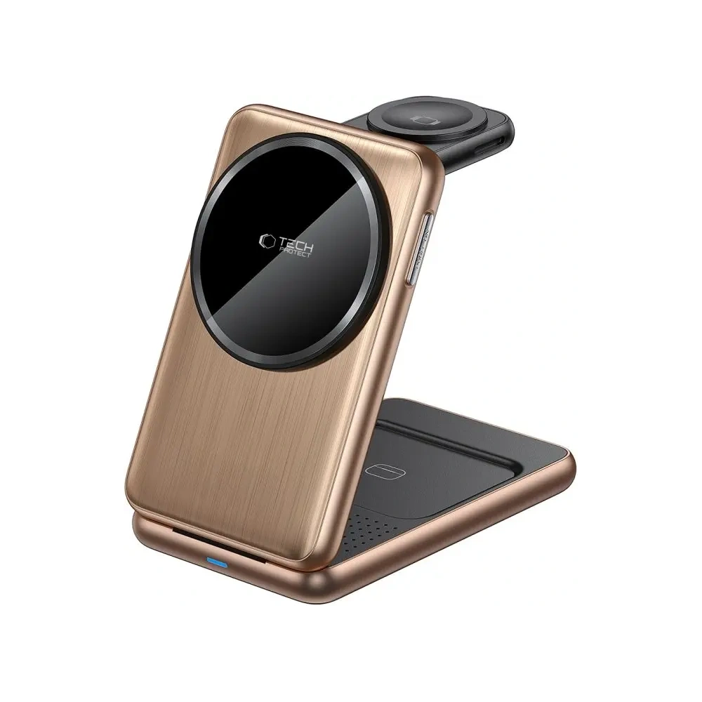 Wholesale Tech-Protect QI15W-A42 3in1 Magnetic MagSafe Wireless Charger Desert Gold - THP3738 - {ean13} - Hurt
