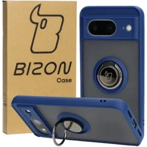 Bizon Case Hybrid Ring Google Pixel 8 smoky with a navy blue frame