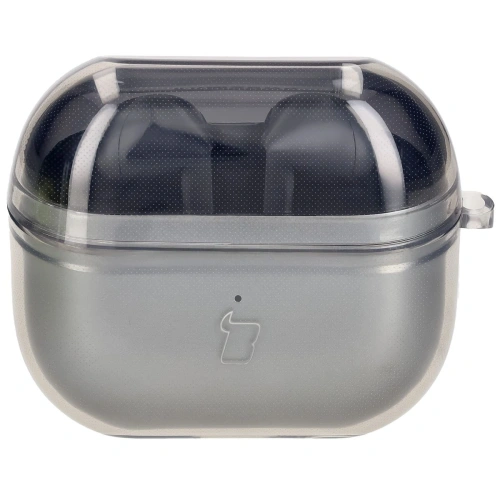 Elastyczne etui z karabińczykiem Bizon Case Headphone Clear do Samsung Galaxy Buds 3/3 Pro przeźroczysto-czarne
