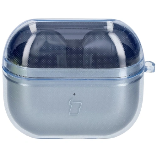 Elastyczne etui z karabińczykiem Bizon Case Headphone Clear do Samsung Galaxy Buds 3/3 Pro przeźroczysto-niebieskie
