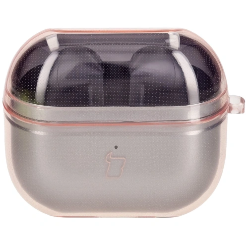 Elastyczne etui z karabińczykiem Bizon Case Headphone Clear do Samsung Galaxy Buds 3/3 Pro przeźroczysto-różowe